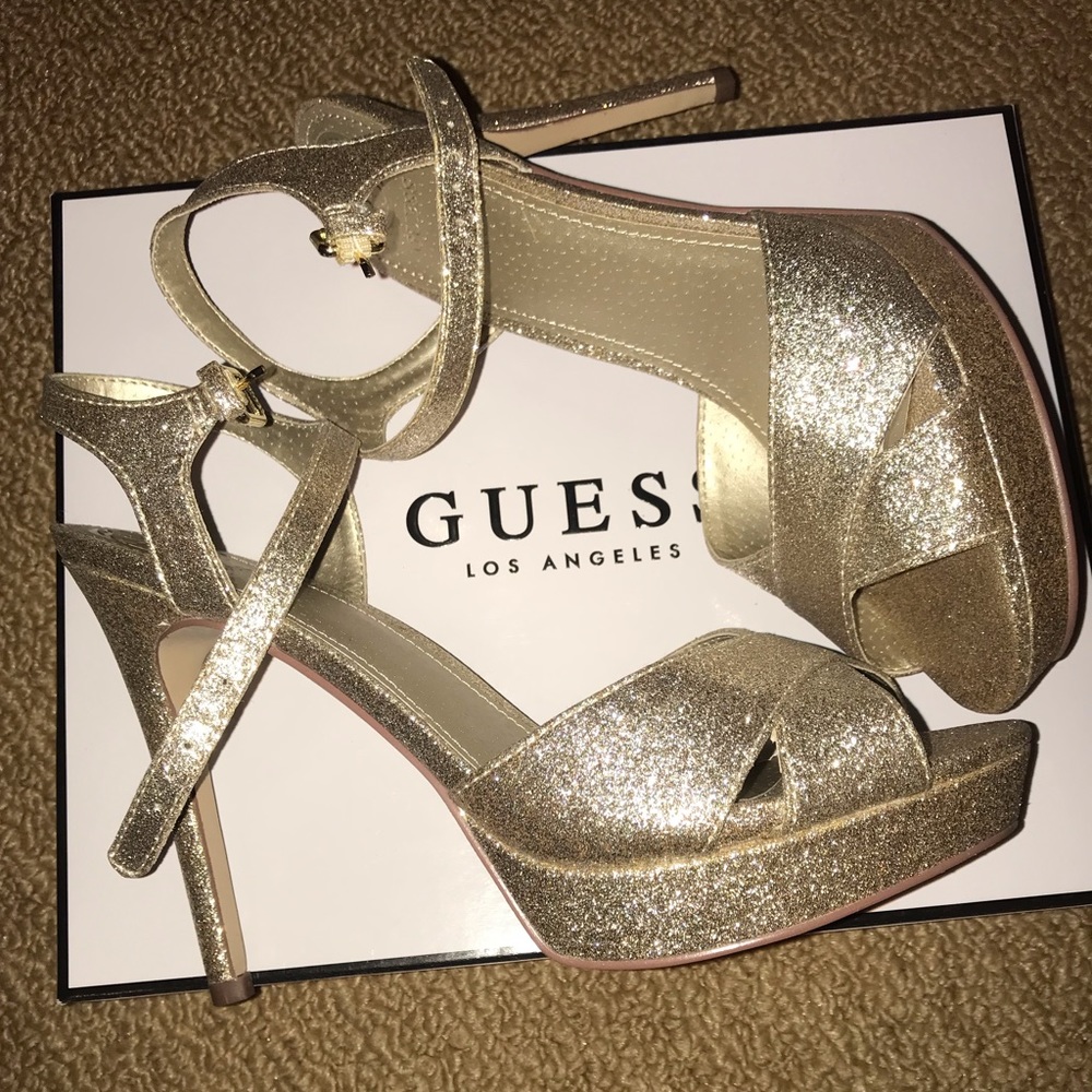 Brand New Guess Sparkle Gold High Heels